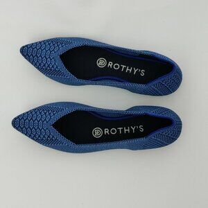 Rothy's Blue Size 7 The Point Python Snake Print Flats Rare HTF